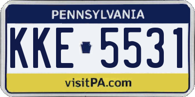 PA license plate KKE5531