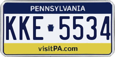 PA license plate KKE5534