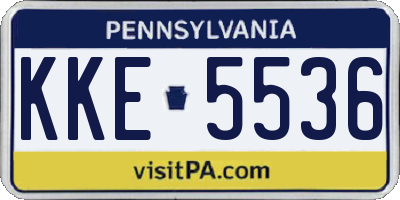 PA license plate KKE5536