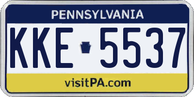 PA license plate KKE5537