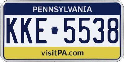 PA license plate KKE5538