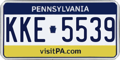 PA license plate KKE5539