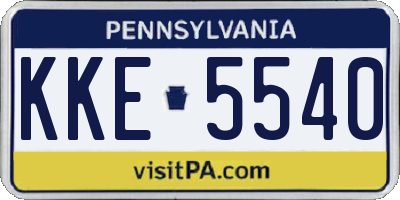 PA license plate KKE5540