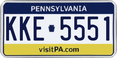 PA license plate KKE5551
