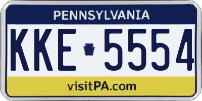 PA license plate KKE5554