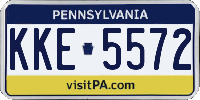 PA license plate KKE5572