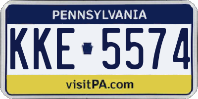 PA license plate KKE5574