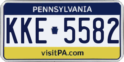 PA license plate KKE5582
