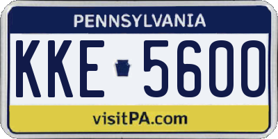 PA license plate KKE5600