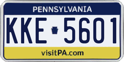 PA license plate KKE5601