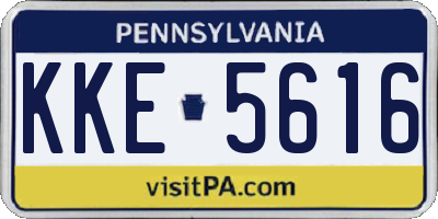 PA license plate KKE5616