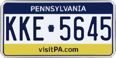 PA license plate KKE5645