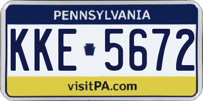 PA license plate KKE5672