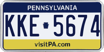 PA license plate KKE5674