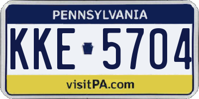PA license plate KKE5704