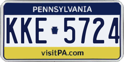 PA license plate KKE5724