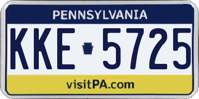 PA license plate KKE5725
