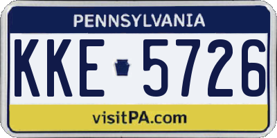 PA license plate KKE5726