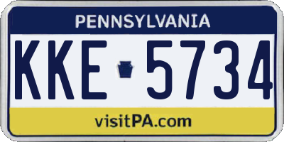 PA license plate KKE5734