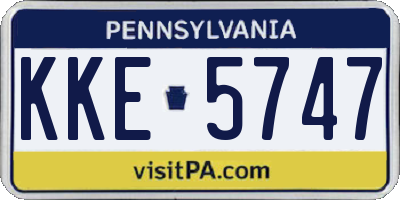 PA license plate KKE5747