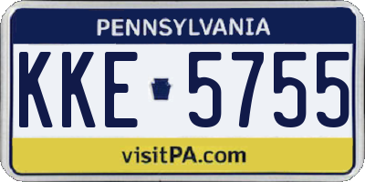PA license plate KKE5755