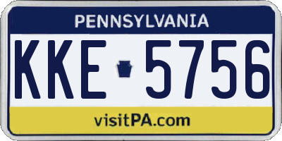 PA license plate KKE5756
