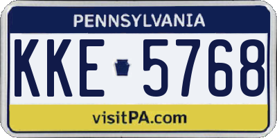 PA license plate KKE5768