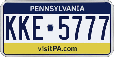 PA license plate KKE5777