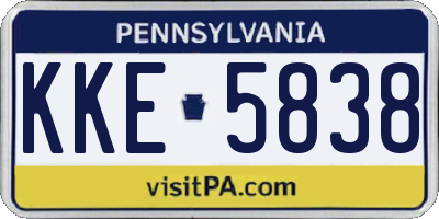 PA license plate KKE5838