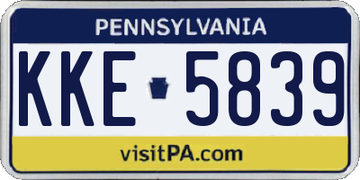 PA license plate KKE5839