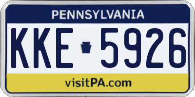 PA license plate KKE5926