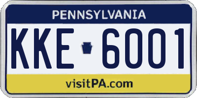 PA license plate KKE6001