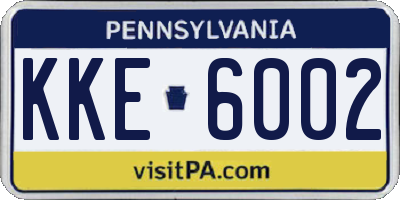 PA license plate KKE6002