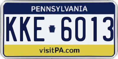 PA license plate KKE6013