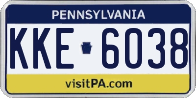 PA license plate KKE6038