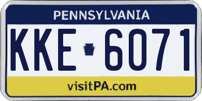 PA license plate KKE6071