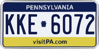 PA license plate KKE6072