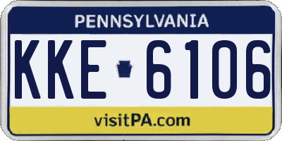 PA license plate KKE6106