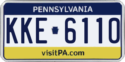 PA license plate KKE6110