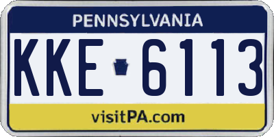 PA license plate KKE6113