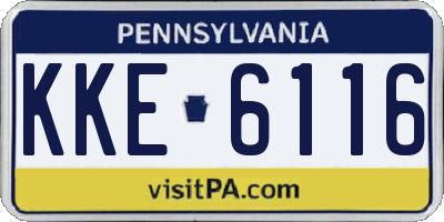 PA license plate KKE6116