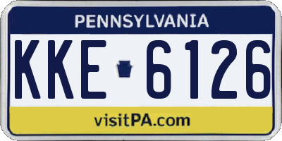PA license plate KKE6126