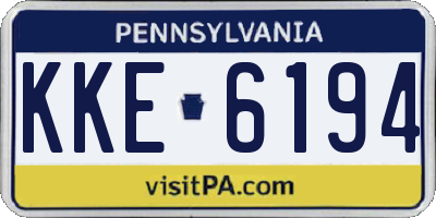 PA license plate KKE6194