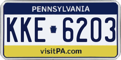 PA license plate KKE6203