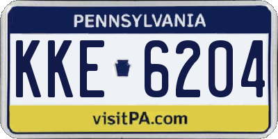 PA license plate KKE6204