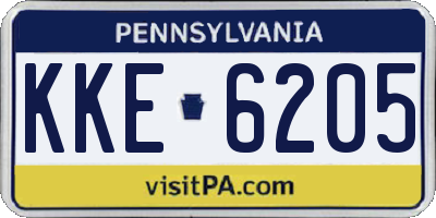 PA license plate KKE6205