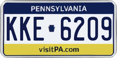 PA license plate KKE6209