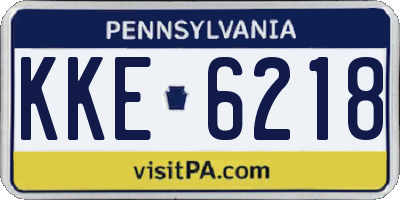 PA license plate KKE6218