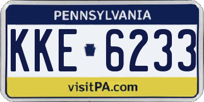 PA license plate KKE6233