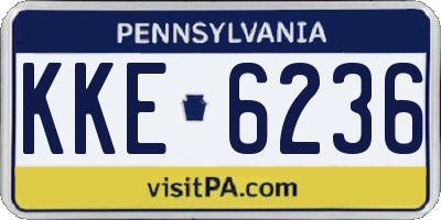 PA license plate KKE6236